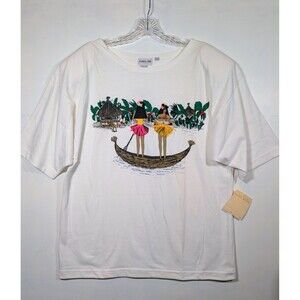 Unique Vintage Ashley Hill Hula T-Shirt Women's With Shoulder Pads